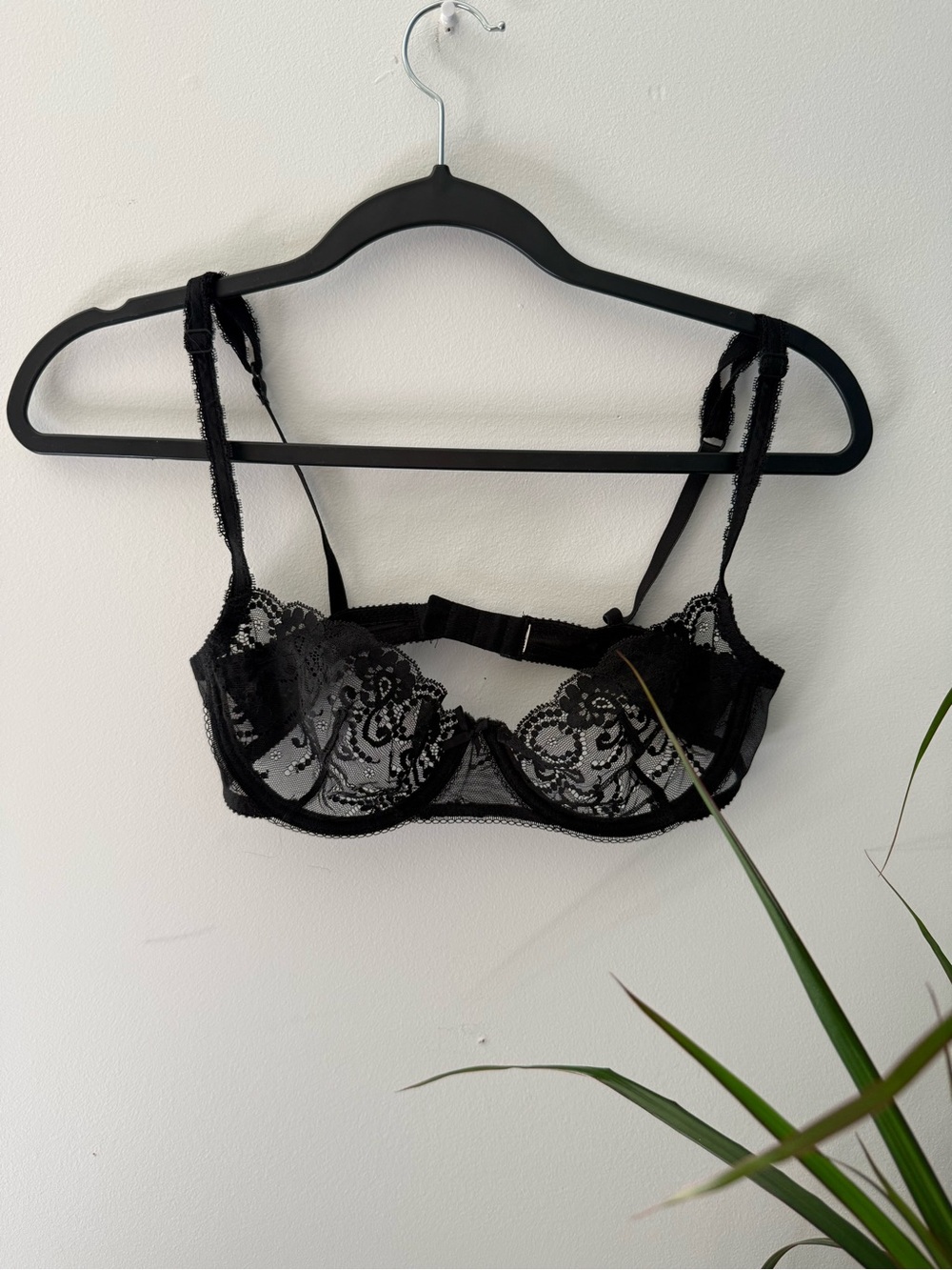 Black Sheer Lace Underwire Balconette Bra